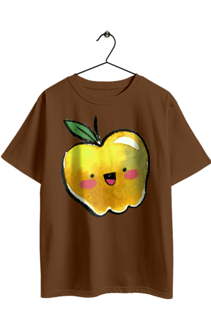 Футболка оверсайз з принтом "Миле жовте яблуко". Літо, миле, смайлик, яблуко. 2070702
