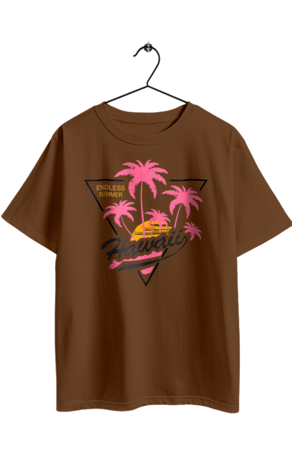 Oversized t-shirt with prints Hawaii. Hawaii, palms. 2070702