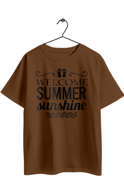 Футболка оверсайз с принтом Привет летние закаты. Вьетнамки, лето, солнце. 2070702