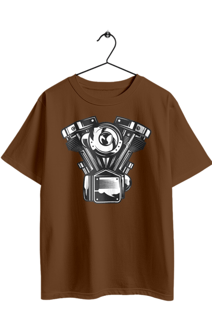 Oversized t-shirt with prints moto engine. Engine, moto, retro, vintage. 2070702
