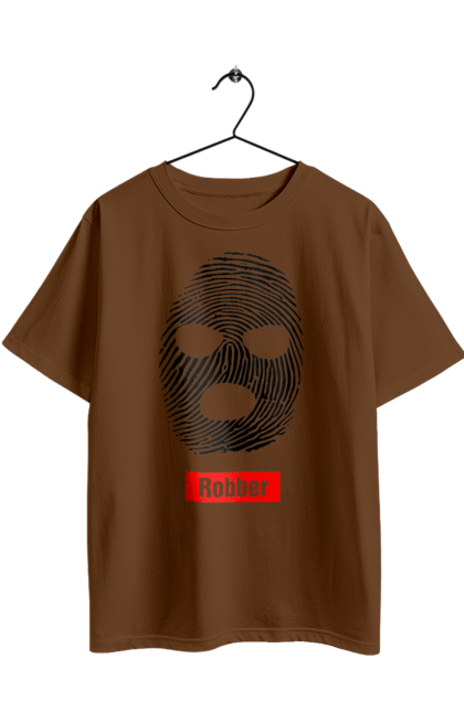 Oversized t-shirt with prints The imprint is Robert. Balaclava, faces, imprint. 2070702