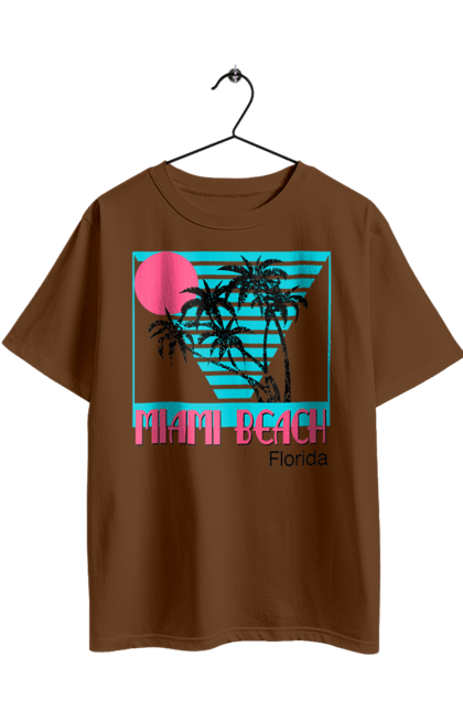 Футболка оверсайз з принтом "Майамі Пальми". Захід, майамі, пальми, флоріда. 2070702