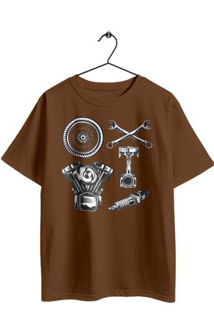 Футболка оверсайз з принтом "мото набір". Вінтаж, інструменти, мото, ретро. 2070702