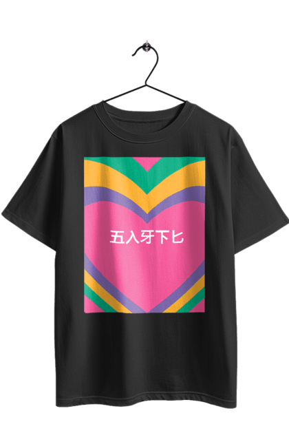 Футболка оверсайз с принтом Блять цветной. Иероглифы, надпись. 2070702