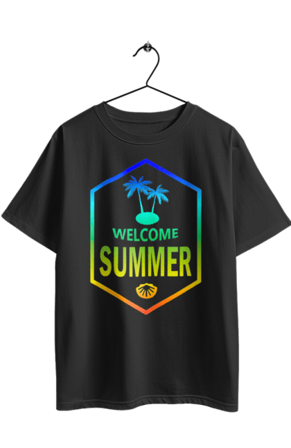 Футболка оверсайз з принтом "Привіт літо 1". Градієнт, літо, привіт. 2070702