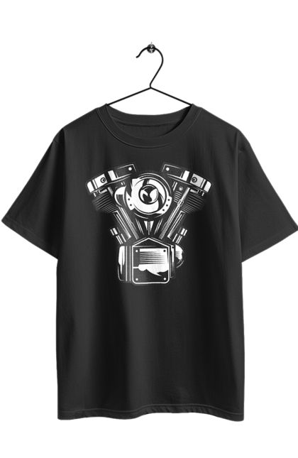 Футболка оверсайз з принтом "мото двигун". Вінтаж, двигун, мото, ретро. 2070702