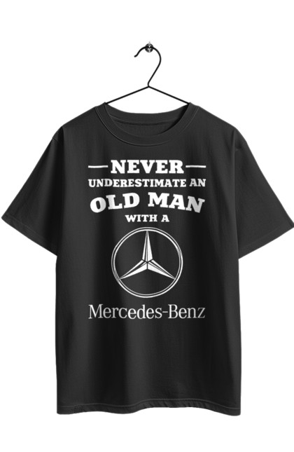 Футболка оверсайз з принтом "Never underestimate". Машини, мерседес. 2070702