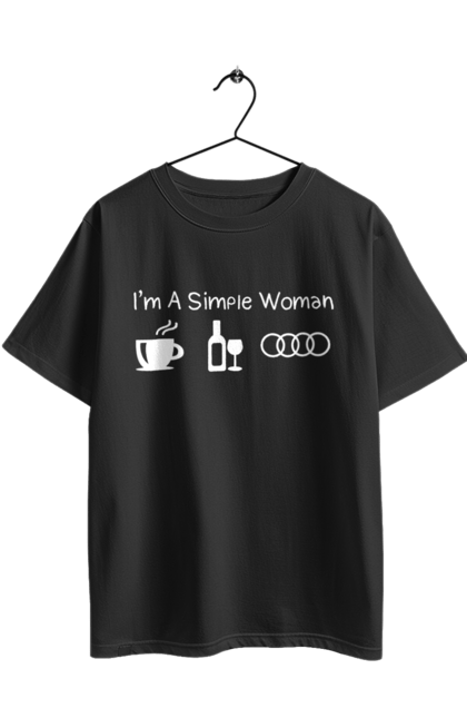 Футболка оверсайз з принтом "Я Проста Жінка. Кава, Вино, Audi" 2070702