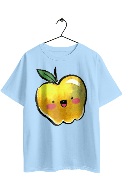Футболка оверсайз з принтом "Миле жовте яблуко". Літо, миле, смайлик, яблуко. 2070702