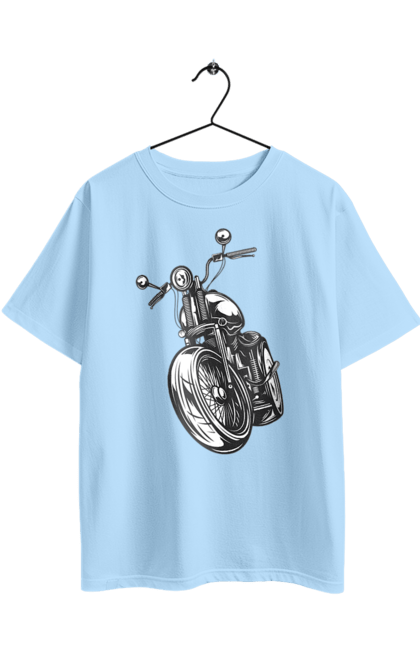 Футболка оверсайз з принтом "мотоцикл". Байк, вінтаж, мото, ретро. 2070702