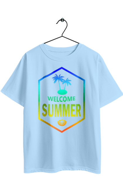 Oversized t-shirt with prints Hi summer 1. Gradient, hi, summer. 2070702