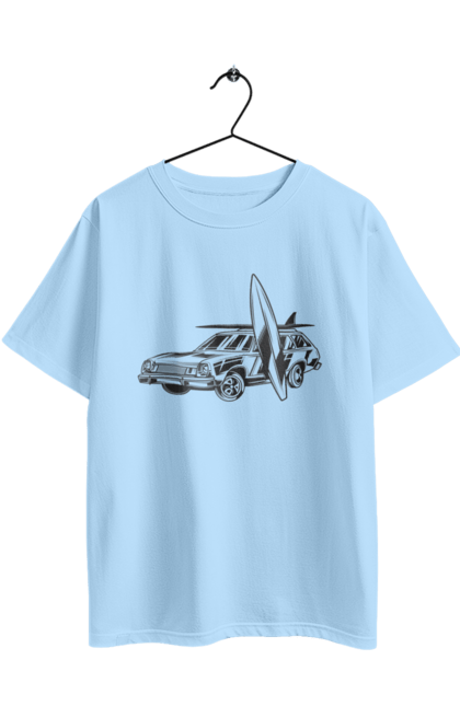 Oversized t-shirt with prints 06 Surf 2. Machine, retro, surfing, vintage. 2070702