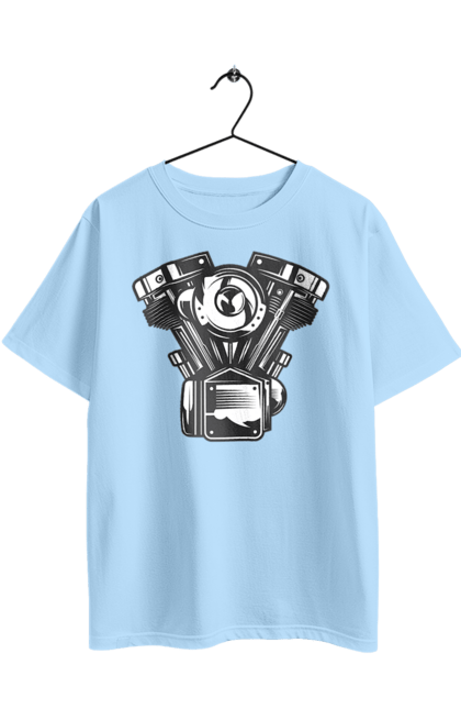 Oversized t-shirt with prints moto engine. Engine, moto, retro, vintage. 2070702