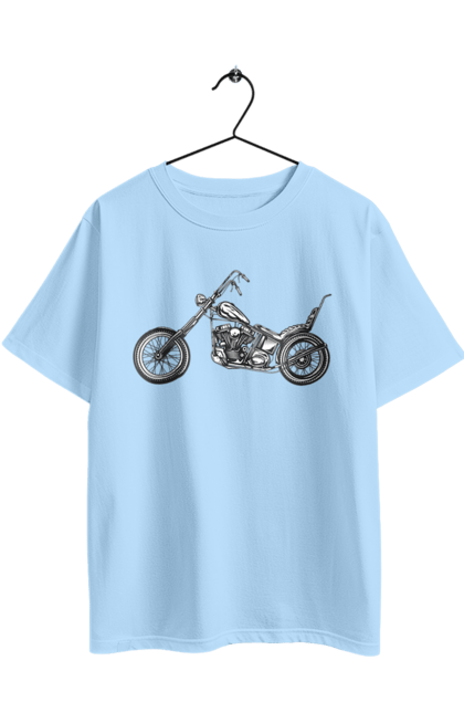 Футболка оверсайз з принтом "Мотобайк". Вінтаж, мото, ретро. 2070702