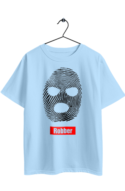 Футболка оверсайз с принтом Отпечаток Робер. Балаклава, лицо, отпечаток. 2070702