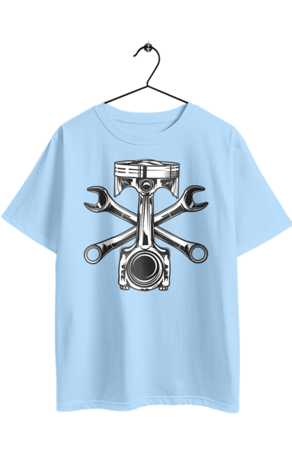 Oversized t-shirt with prints Moto parts. Moto, retro, spare parts, vintage. 2070702