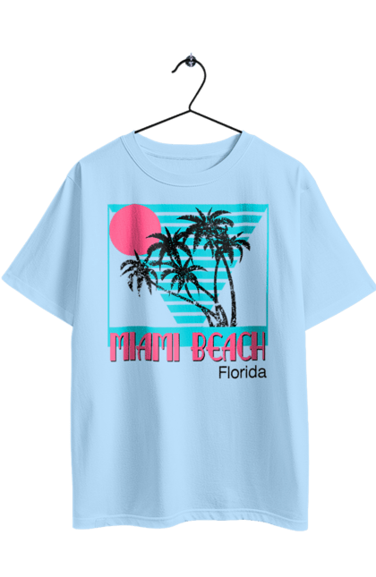 Футболка оверсайз з принтом "Майамі Пальми". Захід, майамі, пальми, флоріда. 2070702