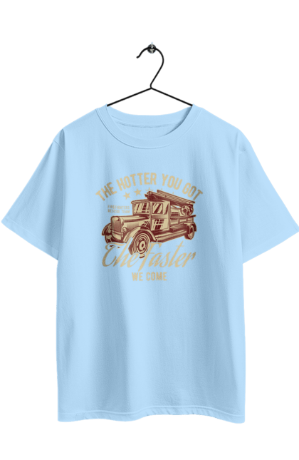 Oversized t-shirt with prints 08 Fire 4. Fireman, retro, vintage. 2070702