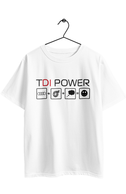 Футболка оверсайз с принтом TDI Power Audi. Ауди, машины. 2070702