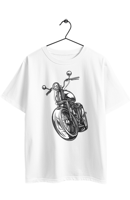 Футболка оверсайз з принтом "мотоцикл". Байк, вінтаж, мото, ретро. 2070702