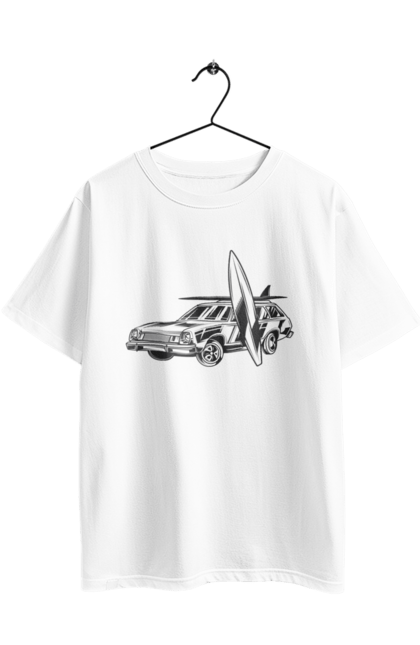 Oversized t-shirt with prints 06 Surf 2. Machine, retro, surfing, vintage. 2070702