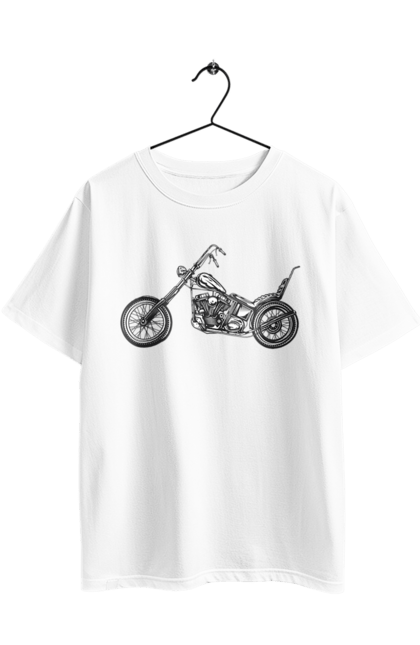 Футболка оверсайз з принтом "Мотобайк". Вінтаж, мото, ретро. 2070702