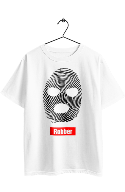 Футболка оверсайз з принтом "Відбиток Робер". Балаклава, відбиток, обличчя. 2070702