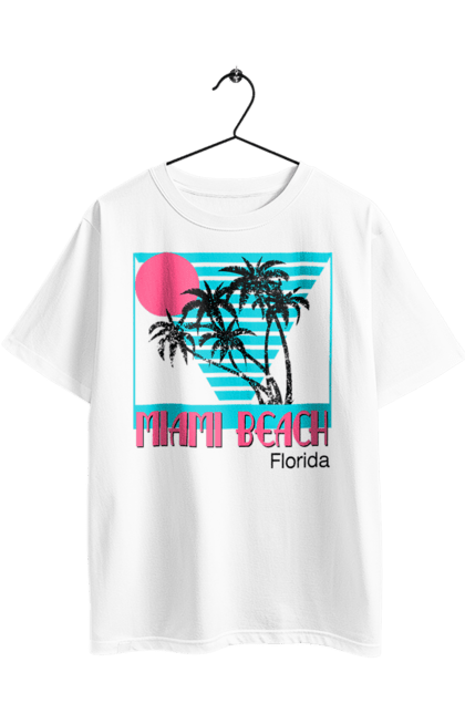 Футболка оверсайз з принтом "Майамі Пальми". Захід, майамі, пальми, флоріда. 2070702