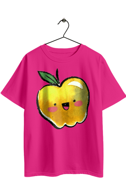 Oversized t-shirt with prints Cute yellow apple. Apple, darling, smiley, summer. 2070702