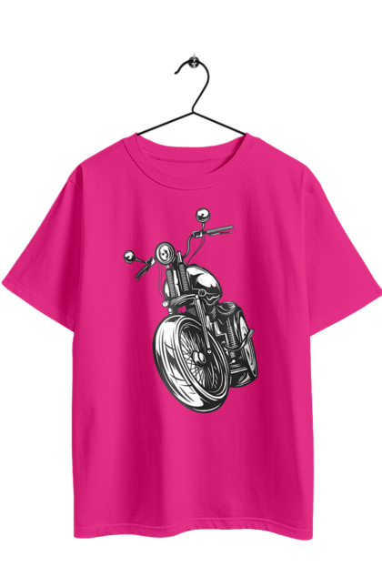 Футболка оверсайз з принтом "мотоцикл". Байк, вінтаж, мото, ретро. 2070702