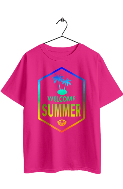 Oversized t-shirt with prints Hi summer 1. Gradient, hi, summer. 2070702