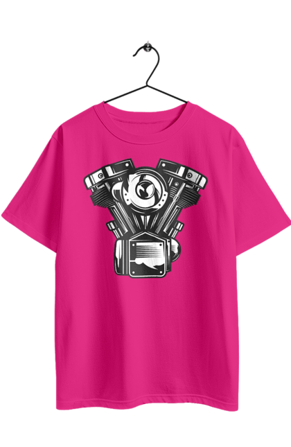 Футболка оверсайз з принтом "мото двигун". Вінтаж, двигун, мото, ретро. 2070702