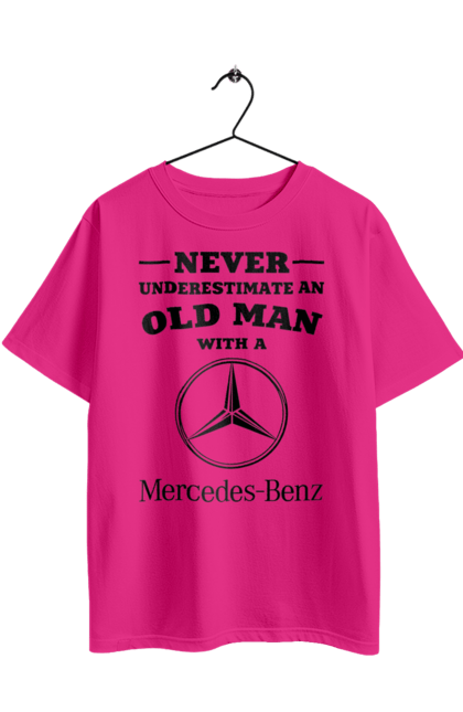 Футболка оверсайз з принтом "Never underestimate". Машини, мерседес. 2070702