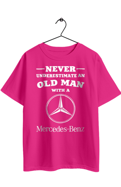 Футболка оверсайз з принтом "Never underestimate". Машини, мерседес. 2070702