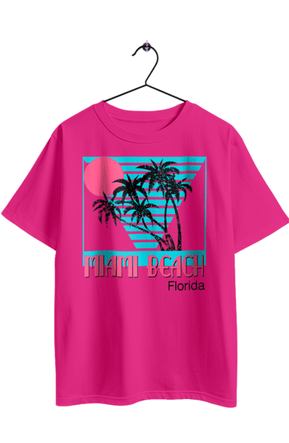 Футболка оверсайз з принтом "Майамі Пальми". Захід, майамі, пальми, флоріда. 2070702
