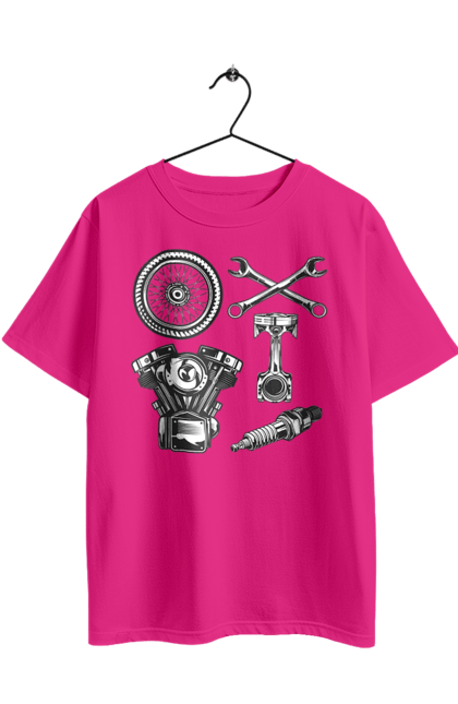 Футболка оверсайз з принтом "мото набір". Вінтаж, інструменти, мото, ретро. 2070702