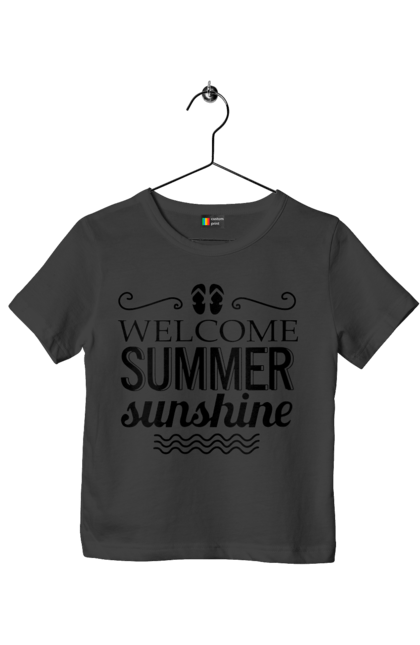 Футболка дитяча з принтом "Привіт літні заходи". Вьетнамки, літо, сонце. 2070702