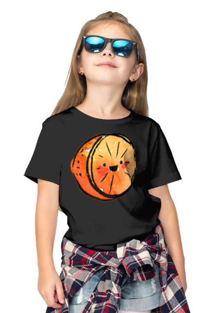 Футболка дитяча з принтом "Милий апельсин". Апельсин, літо, любий, смайлик. 2070702
