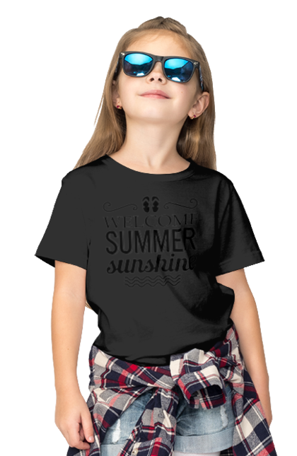 Футболка дитяча з принтом "Привіт літні заходи". Вьетнамки, літо, сонце. 2070702