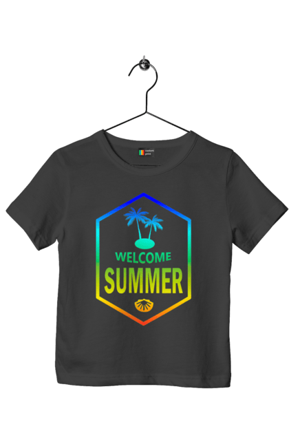 Футболка дитяча з принтом "Привіт літо 1". Градієнт, літо, привіт. 2070702