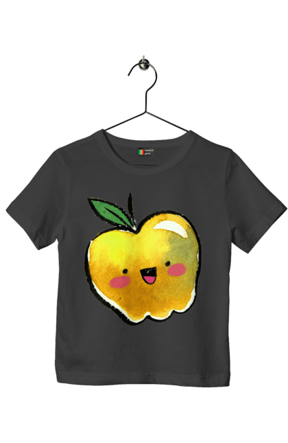 Футболка дитяча з принтом "Миле жовте яблуко". Літо, миле, смайлик, яблуко. 2070702