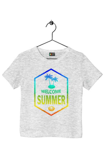 Футболка дитяча з принтом "Привіт літо 1". Градієнт, літо, привіт. 2070702
