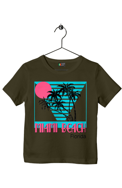 Футболка дитяча з принтом "Майамі Пальми". Захід, майамі, пальми, флоріда. 2070702