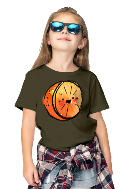 Футболка дитяча з принтом "Милий апельсин". Апельсин, літо, любий, смайлик. 2070702
