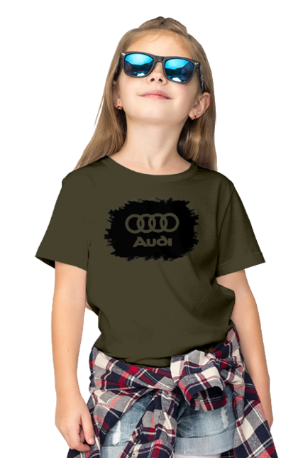 Футболка дитяча з принтом "Ауді чорний лого". Ауді, машини. 2070702