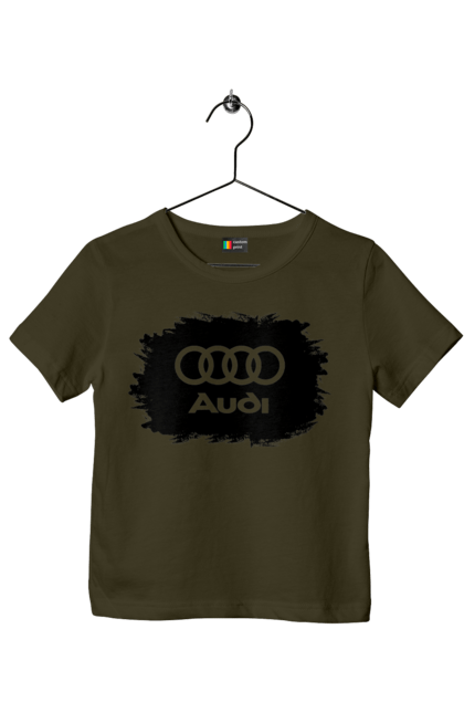 Футболка дитяча з принтом "Ауді чорний лого". Ауді, машини. 2070702