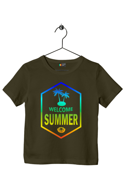 Футболка дитяча з принтом "Привіт літо 1". Градієнт, літо, привіт. 2070702