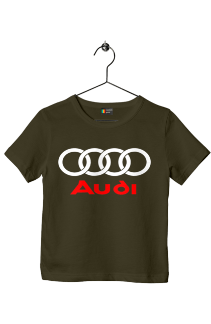 Футболка дитяча з принтом "Ауді логотип". Ауді, машини. 2070702