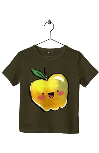Футболка дитяча з принтом "Миле жовте яблуко". Літо, миле, смайлик, яблуко. 2070702