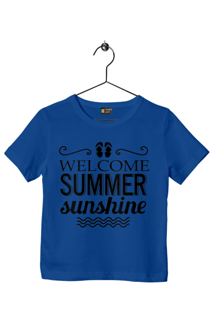 Футболка дитяча з принтом "Привіт літні заходи". Вьетнамки, літо, сонце. 2070702